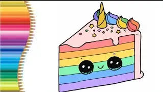 Draw a Delicious Unicorn Rainbow Cake Slice! Easy & Magical Art Tutorial
