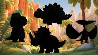Slide & Learn Dinosaurs! Match the Shadow 🦖 T-Rex, Stego, Pterodactyl & Triceratops Puzzle