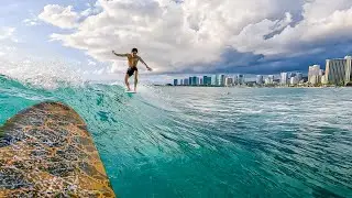Surfing What The Ocean Gives You | Longboarding Waikiki | RAW POV