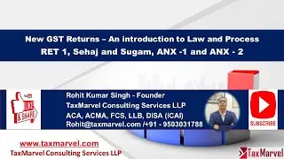 New GST Return (RET 1, Sahaj, Sugam, ANX1 and ANX 2) - Part 1 -  Introduction and Law
