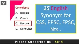 25 English Synonym For Competitive Exam PPSC, CSS, NTS, FPSC etc