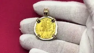1724 Dutch Akerendam Shipwreck Treasure Gold Ducat Coin in 18K Necklace