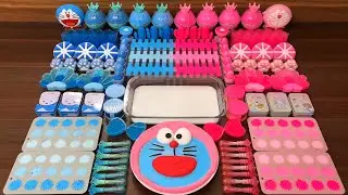 Slime Mixing Glossy: Blue vs Pink Doraemon ASMR Satisfaction