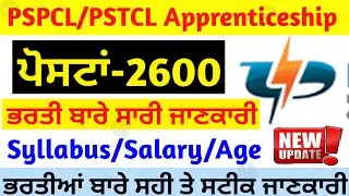 pspcl apprenticeship 2600 post complete details 🔥| pspcl apprenticeship vacancy update | pstcl jobs