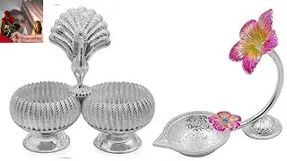 Pure Silver Diya/Lamp/Deepak/Deep/Laxmi Ganesh Bowl with Peacock Design for Gifting Purpose