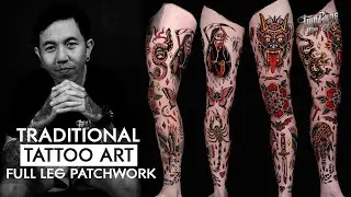 Traditional Style Tattoo | Leg Sleeve Patchwork
