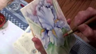 Iris Porcelain Painting  - Stage 14 (First Fire) by Chris Ryder, Bala