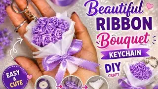 Beautiful flower bouquet keychain ✨️ making tutorial mini bouquet 💐 handmade keychain | rose flower 