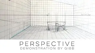 How to draw a turned chair in a 1 pt perspective room