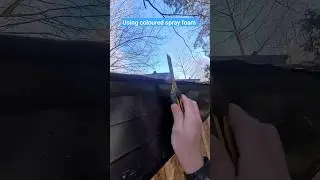 Simple way to fill the ribs on a metal roof. using spray foam #roof #diytips #reno #tools #roofing