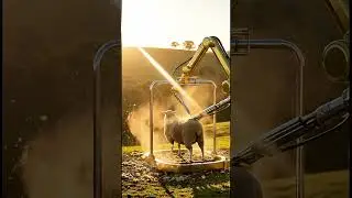 Automated wool harvesting unleashed: The golden robot #robotics #sheep #futurefarm #shorts #fyp