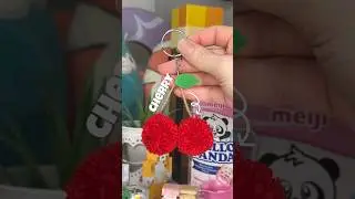 DIY pompom cherry keychain 🍒