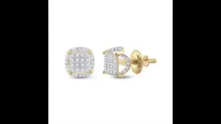 3D Illusion Solitaire Micro Pave Diamond Earrings 10K Gold | Real Hip Hop Jewelry