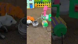 🐼🐯 Проект мини-водяного насоса | Панда и тигр пьют воду 💦 #shorts #youtubeshorts