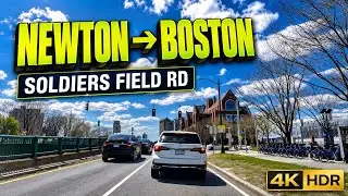 🚘 Charlesbank Road Newton to Clarendon Street Boston MA | 4K Scenic Drive - 4/30/22