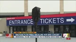 Memorial dedicated to memory of 11 who died during 1979 The Who concert at U.S. Bank Arena
