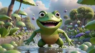 Seven Little Frogs Jump in the Rain | Fun Counting Song | Rainy Day Frog Rhyme and Splashy Learning