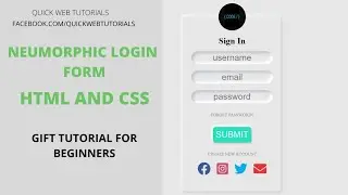 Neumorphic Login Form Design, | How to create a Login form in HTML and CSS.  
