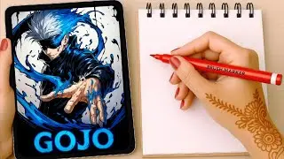 GOJO 🔥 Мощный рисунок ауры | Искусство всплеска синей энергии | Творческая девушка Зария