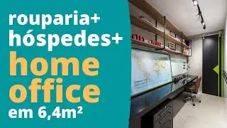 HOME OFFICE, QUARTO DE HÓSPEDES E ROUPARIA EM 6,7m2