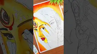 Durga kali half face drawing 🌺 2 in 1 drawing #shorts #lipikaarts #art