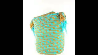 M62 💛💛💙❤️ - Colombian Handmade Wayuu Bag Design turquesa and gray