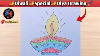 🪔 Beautiful Diya Drawing | Easy Diwali Lamp Drawing Step by Step | Diwali Special Art | Artist Harsh