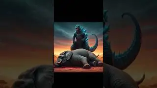 Elephant vs Godzilla vs Wild animals battle ( black  panther, jaguar, polar bear and dragon