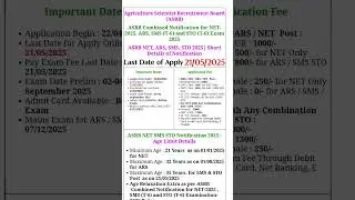 Agriculture Scientist Recruitment Board (ASRB) 2025. #shorts #job #agriculture #scientist #board