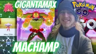 Brand New *GIGANTAMAX MACHAMP* Max Battle Day! Shiny GMax Machamp Caught! - Pok&eacute;mon GO