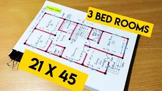 21 x 45 house plan with 3 bed rooms II 21 x 45 ghar ka naksha II 3 bhk house plan design