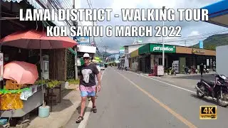 Koh Samui Lamai district 6 march 2022 - Virtual walking tour | Streets of Thailand 4k