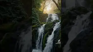 🌿💧 A peaceful forest escape #ai #aifunspot #waterfall #forest #peace