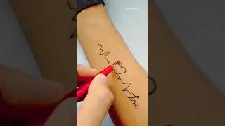 Heart Beat Tattoo with Pen #shorts