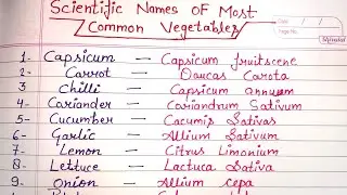 Scientific Names of Most Common Vegetable - Vegetables names