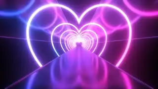 Ultraviolet Pink Purple Neon Heart Lights Reflections Glowing Bright 4K VJ Loop Moving Background