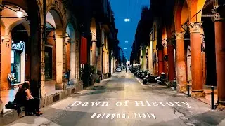 Dawn of history | Empty streets of heart of Bologna Italy