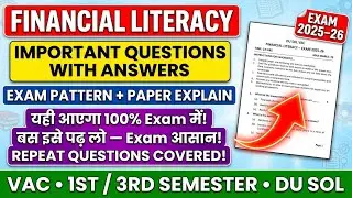 Financial Literacy Important Questions With Answer VAC 1st / 3rd Semester Exam 2025-26 | DU SOL