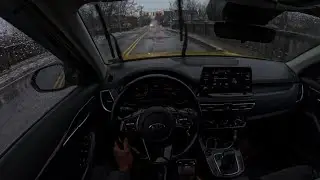 Heavy rain with snow asmr | pov driving through the backroads 