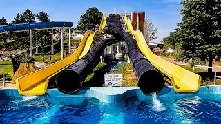 Scary DARK Twister Water Slide at Rukkel-t&oacute; Waterpark