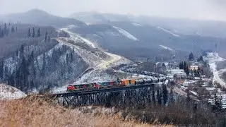 Two L527s Cross the Heart River Trestle in Peace River, Alberta!