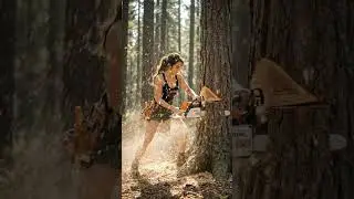 Maika Cưa c&acirc;y khổng lồ trong rừng với m&aacute;y cưa x&iacute;ch STIHL