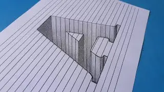 3d Drawing Letter A Hole  In Line Paper / How To Draw Easy Trick Art  For Beginners