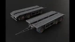 Blender → Vehicles. Flatbed trailer