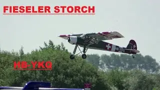 A RARE and REAL TREAT : FIESELER STORCH , HB-YKQ ,  STOL departure , OSTEND AIRPORT