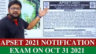 APSET 2021 NOTIFICATION | PAPER CLIPPING | EXAM 31st October