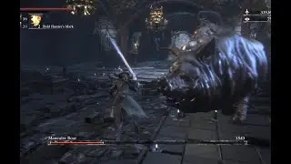 Bloodborne boss battle - Maneater Boar and Undead Giant