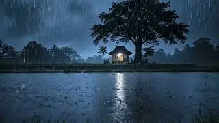 Cozy Water Hut Night Ambience - Heavy Rain Sounds for Sleeping