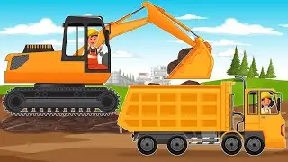 Excavator and Cyclop Loader, Dump Truck and Construction of the Lake | Construction Vehicles