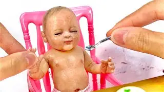 【リアル赤ちゃんのお世話🍼】メルちゃんやリカちゃんがご飯をあげます☺️Pretend nanny Miniature silicon Baby Doll